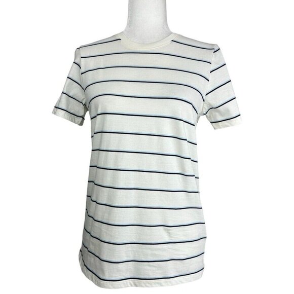 Everlane Women's NWT White Blue Striped The Organic Cotton Crew Neck Tee Med/C36 - Picture 1 of 12